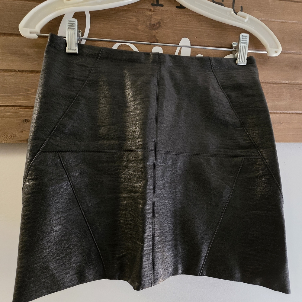 H&M Black Faux Leather Mini Skirt